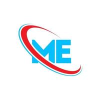 me logo. me ontwerp. blauw en rood me brief. me brief logo ontwerp. eerste brief me gekoppeld cirkel hoofdletters monogram logo. vector