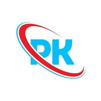 pk logo. pk ontwerp. blauw en rood pk brief. pk brief logo ontwerp. eerste brief pk gekoppeld cirkel hoofdletters monogram logo. vector