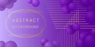 abstract luxe achtergrond met Purper ballen, gouden lijnen en kader. brochure sjabloon lay-out, folder, Hoes ontwerp, tijdschrift. hellingen. vector sjabloon met paars ballen voor affiches, banier