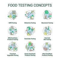 voedsel testen concept pictogrammen set. het uitvoeren van experimenten voor analyse idee dun lijn kleur illustraties. vetten en oliën. geïsoleerd symbolen. bewerkbare hartinfarct. robot-medium, myriade pro-bold fonts gebruikt vector