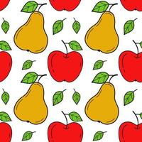 geschilderde naadloze achtergrond met appels en peren. abstract herhalend patroon. voor papier, omslag, stof, achtergrond voor gezonde voeding, geschenkverpakking, kunst aan de muur, interieur. vector