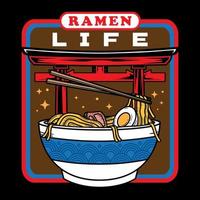 Japans ramen noedels soep kom vector icoon illustratie met wijnoogst retro vlak stijl. Aziatisch Japans traditioneel voedsel keuken. klem kunst, t-shirt, menu, poster, afdrukken, banier