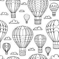 naadloze patroon hete luchtballon en cloud. hand getrokken schets doodle. vectorillustratie. vector