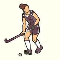 veld- hockey sport vrouw speler vector