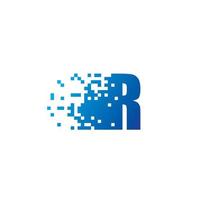 brief r pixel logo, snel in beweging r icoon vector