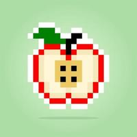 een plakje appelpixels. vectorillustratie van 8 bit game activa. vector