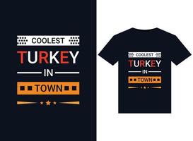 coolste kalkoen in stad- illustratie voor drukklare t-shirts ontwerp vector