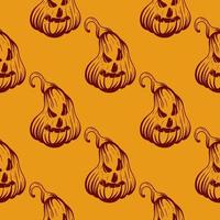 naadloos halloween-patroon met pompoenen vector