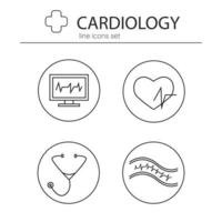 cardiologie lijn pictogrammen reeks vector