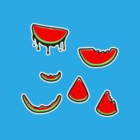 fruit watermeloen sticker illustratie in tekenfilm reeks voor t-shirt besnoeiing bestanden afdrukken, menu ontwerp, ieder ontwerp Bedrijfsmiddel vector