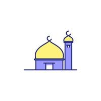 gemakkelijk klein blauw moskee in afgeronde lijn illustratie vector