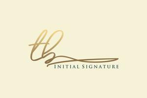 eerste tb brief handtekening logo sjabloon elegant ontwerp logo. hand- getrokken schoonschrift belettering vector illustratie.