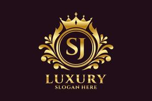 eerste sj brief Koninklijk luxe logo sjabloon in vector kunst voor luxueus branding projecten en andere vector illustratie.