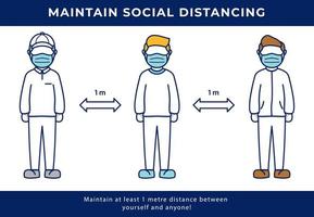 sociaal afstand nemen houden afstand concept vector illustratie voor strijd covid coronavirus pandemisch