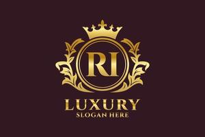 eerste ri brief Koninklijk luxe logo sjabloon in vector kunst voor luxueus branding projecten en andere vector illustratie.