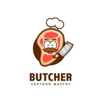 schattig vlees slager vlees keuken chef logo icoon mascotte karakter vector