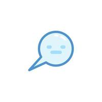 scheel smiley emoji. emoticon in bubbel toespraak met schattig blauw schets stijl vector