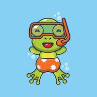 schattig kikker duiken tekenfilm mascotte karakter illustratie vector