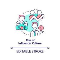 stijgen van influencer cultuur concept icoon. internet platform. sociaal media neiging abstract idee dun lijn illustratie. geïsoleerd schets tekening. bewerkbare hartinfarct. vector