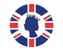 Elizabeth koningin gezicht wit en blauw met Brits Verenigde koninkrijk vlag nationaal Europa embleem icoon vector illustratie abstract ontwerp element