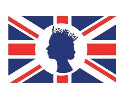 Elizabeth koningin gezicht wit en blauw met Brits Verenigde koninkrijk vlag nationaal Europa embleem symbool icoon vector illustratie abstract ontwerp element