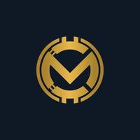 brief mc of cm munt crypto logo ideeën vector