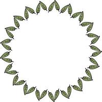 ronde kader met decoratief groen bladeren Aan wit achtergrond. vector afbeelding.