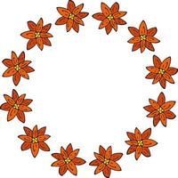 ronde kader met helder oranje bloemen Aan wit achtergrond. vector afbeelding.