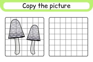 kopiëren de afbeelding en kleur paddestoel coprinus. compleet de afbeelding. af hebben de afbeelding. kleur boek. leerzaam tekening oefening spel voor kinderen vector