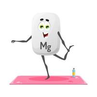 tekenfilm magnesium mineraal karakter Aan yoga klasse vector