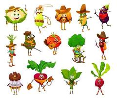 tekenfilm grappig cowboy groenten, sheriff of boswachter vector