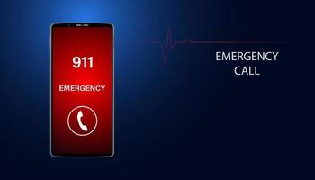 abstract telefoon concept dringend contact 911 noodgeval voor helpen contact. Aan de blauw achtergrond vector