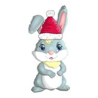 schattig tekenfilm konijn vervelend de kerstman hoed. winter 2023, Kerstmis en nieuw jaar vector