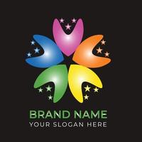 abstract bloem logo, veelkleurig logo ontwerp concept sjabloon vector
