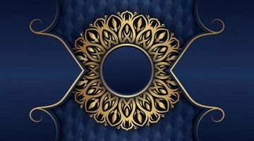 luxe achtergrond donker blauw en goud decoratie vector