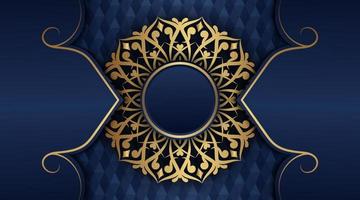 luxe achtergrond donker blauw en goud decoratie vector