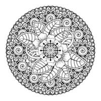 cirkelvormig patroon in de vorm van mandala voor henna, mehndi, tatoeage, decoratie. decoratief ornament in etnische oosterse stijl. kleurboek pagina. vector