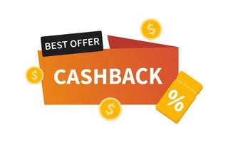 vector cashback label. bedrijf contant geld terug icoon. terugkeer van geld van aankopen. modern cashback spandoek. het beste bieden.