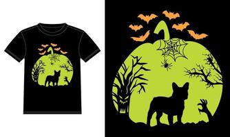 Frans bulldog in pompoen grappig halloween t-shirt vector