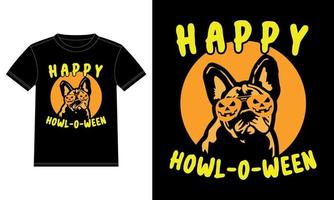 Frans bulldog pompoen howl-o-ween t-shirt vector