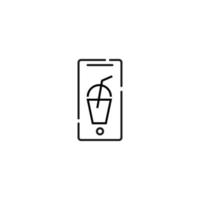 Scherm van telefoon. vector lijn symbool getrokken in modern vlak stijl. perfect voor web plaats, winkels, internet Pagina's. bewerkbare hartinfarct. lijn icoon van Frisdrank Aan Scherm van telefoon