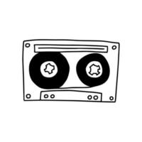 hand- getrokken vector retro compact plakband cassette. tekening audio cassette 90's stijl illustratie