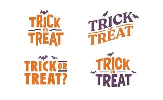 truc of traktatie belettering ontwerp met vliegend vleermuizen. halloween kaart of banier spookachtig ontwerp. vector