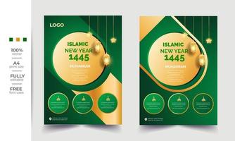 gouden en groen kleur folder sjabloon ontwerp vector