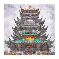 chongqing china aquarel schets hand getekende illustratie vector