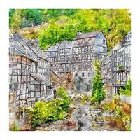 monschau duitsland aquarel schets hand getekende illustratie vector