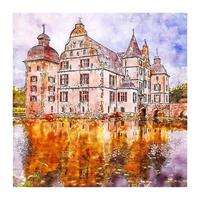 schloss bodelschwingh Duitsland waterverf schetsen hand- getrokken illustratie vector