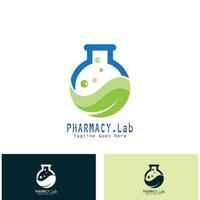 groen laboratorium logo ontwerp concept creatief laboratorium met blad vector