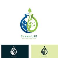 groen laboratorium logo ontwerp concept creatief laboratorium met blad vector