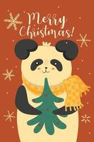 groet kaart met schattig Kerstmis panda. vector grafiek.